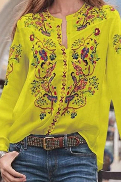 Blusas de cuello mandarín con patchwork y estampado urbano de moda (3 colores)