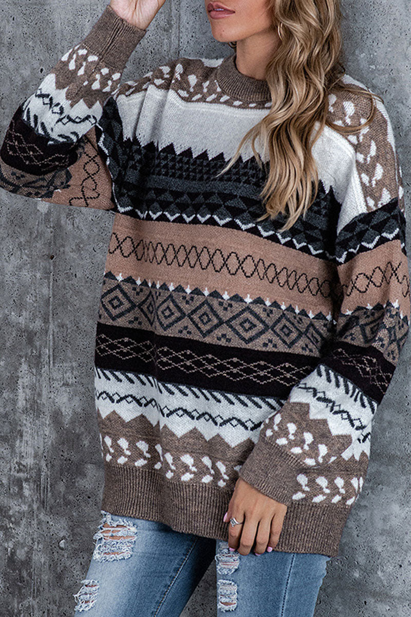 Tops de cuello redondo con abertura y estampado urbano de moda