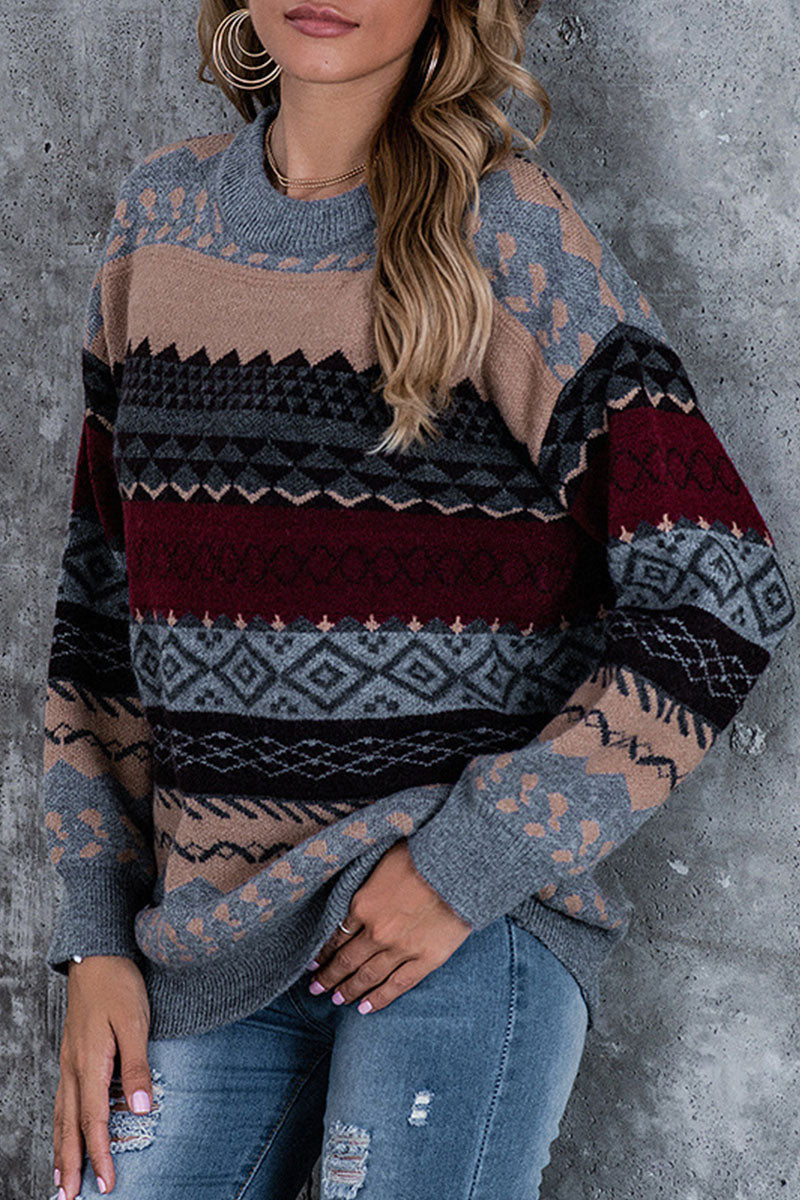 Tops de cuello redondo con abertura y estampado urbano de moda