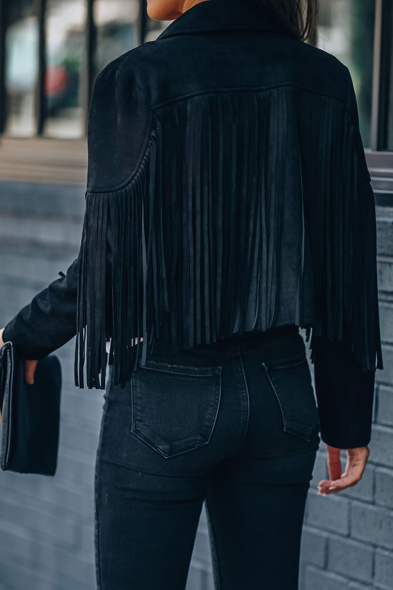 Prendas de abrigo de moda urbana con cuello vuelto, borlas lisas y patchwork (5 colores)