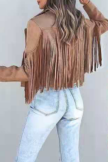 Prendas de abrigo de moda urbana con cuello vuelto, borlas lisas y patchwork (5 colores)