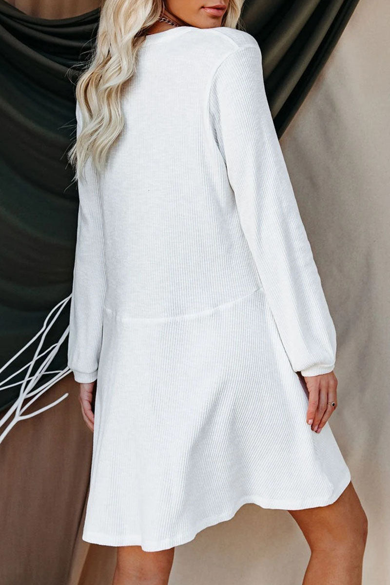 Vestidos de princesa con cuello redondo, de patchwork liso e informal a la moda