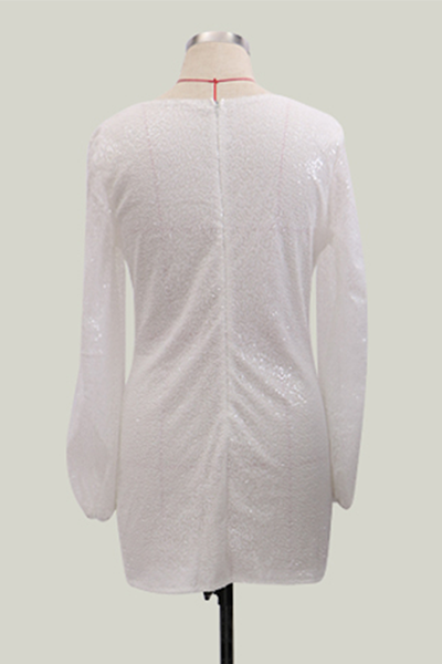 Elegante vestido de moda con lentejuelas y retazos, cuello redondo, falda lápiz (3 colores)