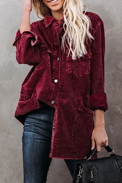 Prendas de abrigo informales con cuello vuelto y hebilla de bolsillo