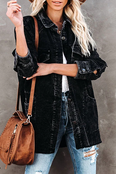 Prendas de abrigo informales con cuello vuelto y hebilla de bolsillo