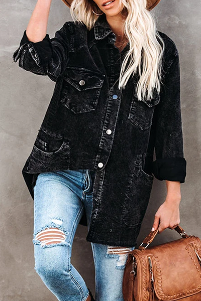 Prendas de abrigo informales con cuello vuelto y hebilla de bolsillo