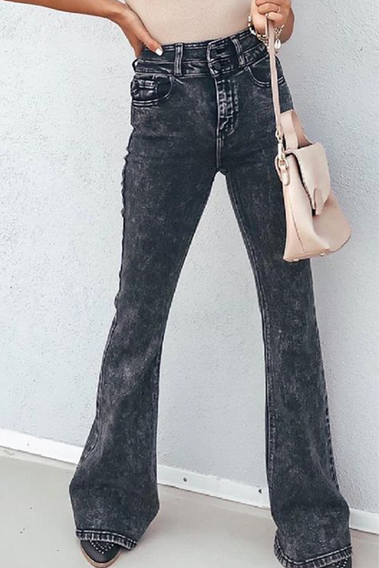 Pantalones lisos de calle con cintura alta y pierna ancha