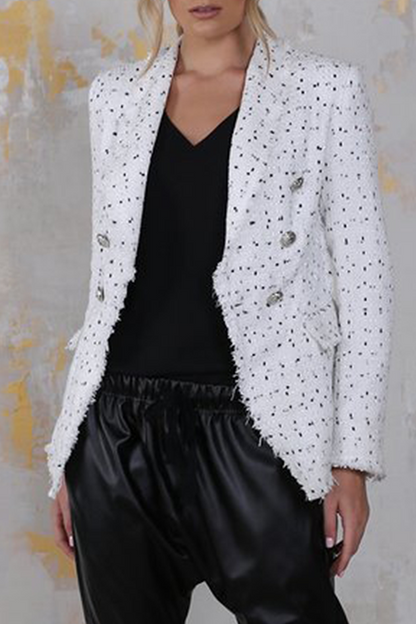 Prenda de abrigo informal con cuello vuelto, hebilla y retazos a cuadros (4 colores)