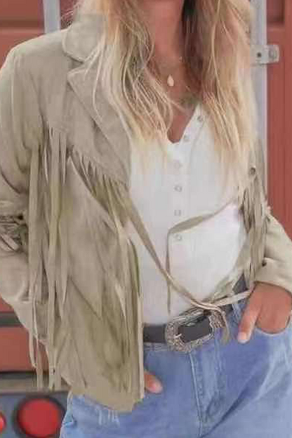 Prendas de abrigo de moda urbana con cuello vuelto, borlas lisas y patchwork (5 colores)