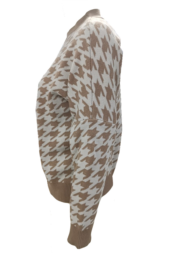 Suéter de cuello redondo con contraste de patchwork geométrico de moda urbana (3 colores)