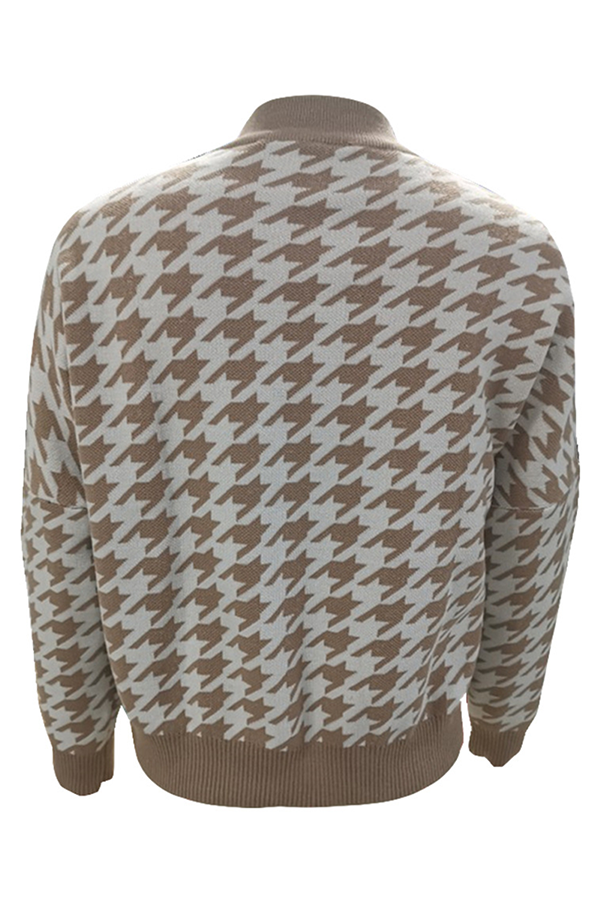 Suéter de cuello redondo con contraste de patchwork geométrico de moda urbana (3 colores)