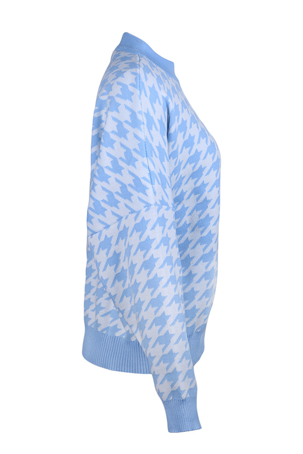 Suéter de cuello redondo con contraste de patchwork geométrico de moda urbana (3 colores)