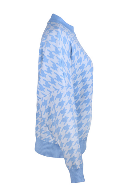 Suéter de cuello redondo con contraste de patchwork geométrico de moda urbana (3 colores)