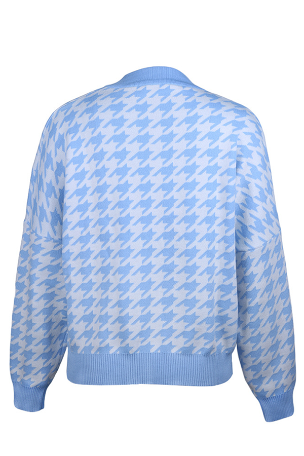 Suéter de cuello redondo con contraste de patchwork geométrico de moda urbana (3 colores)