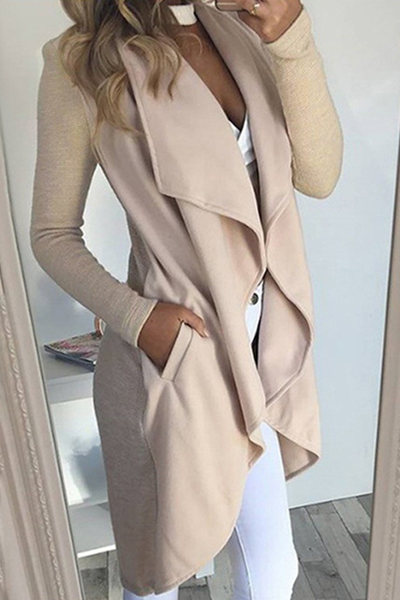 Prendas de abrigo informales con cuello vuelto y parches lisos (6 colores)