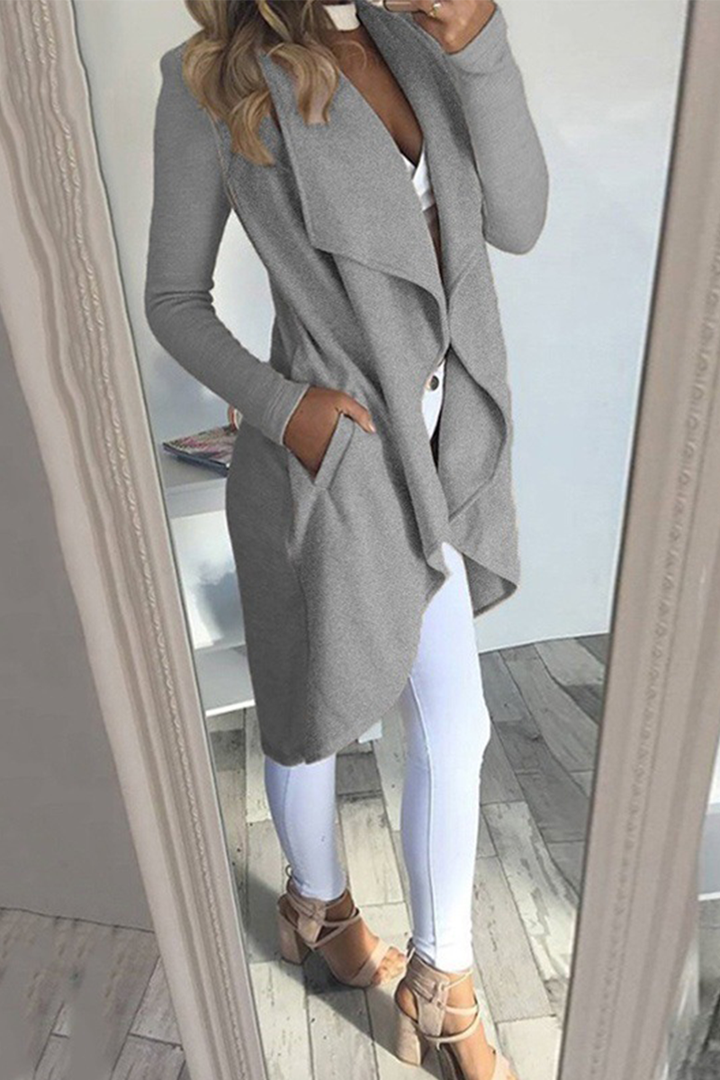 Prendas de abrigo informales con cuello vuelto y parches lisos (6 colores)