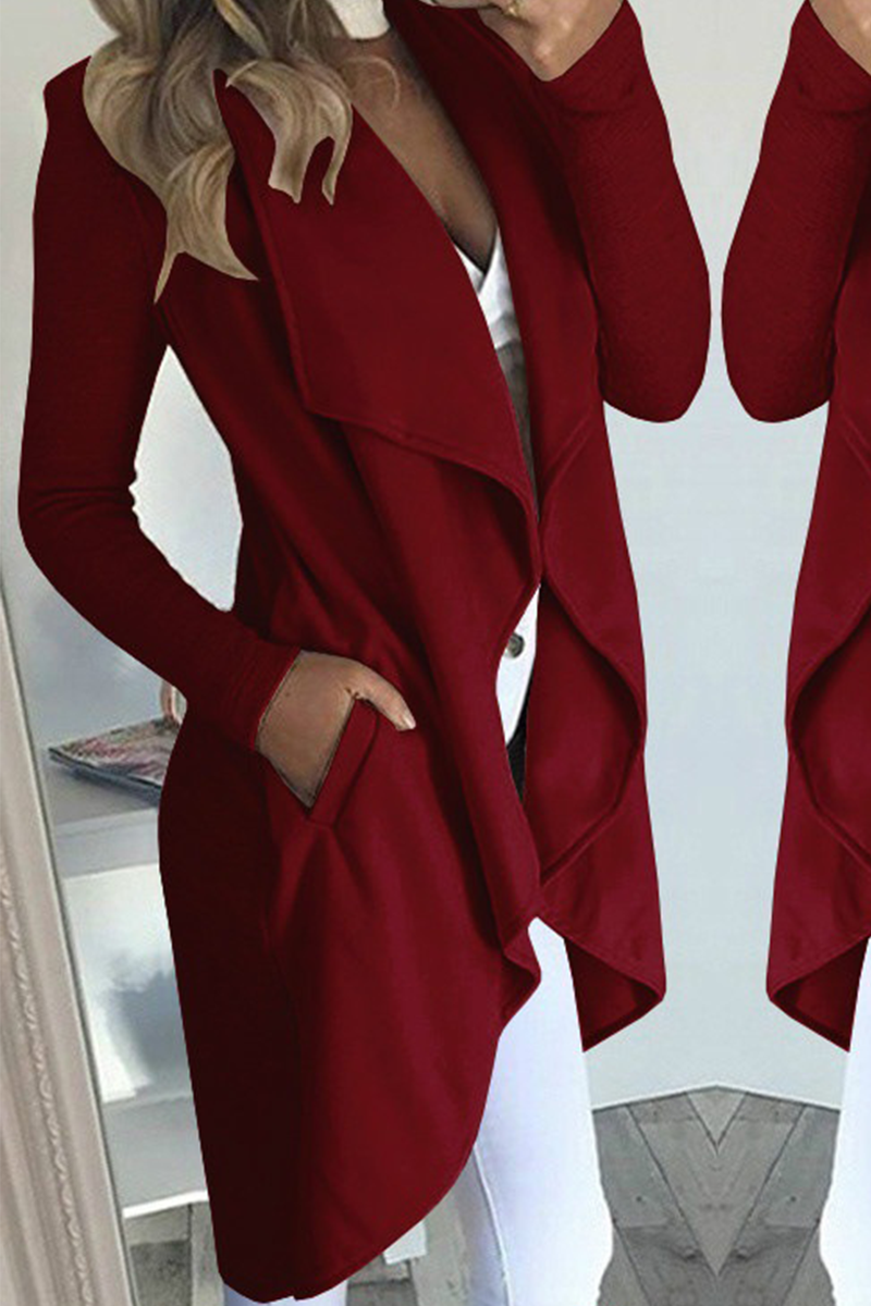 Prendas de abrigo informales con cuello vuelto y parches lisos (6 colores)