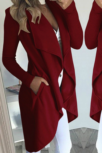 Prendas de abrigo informales con cuello vuelto y parches lisos (6 colores)