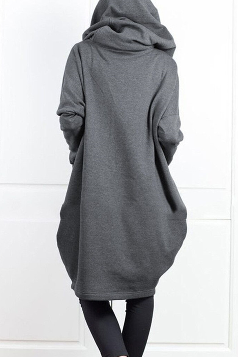 Prendas de abrigo informales con capucha, cuello y cremallera, con bolsillos sólidos (8 colores)