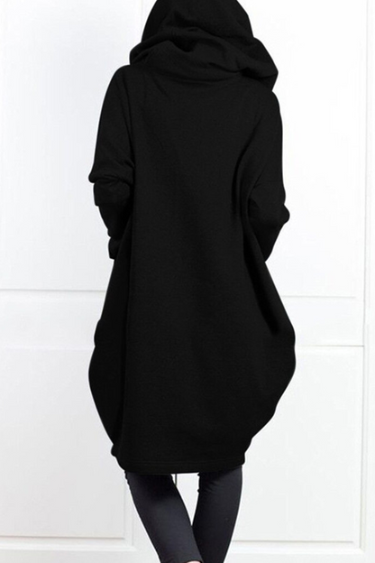 Prendas de abrigo informales con capucha, cuello y cremallera, con bolsillos sólidos (8 colores)