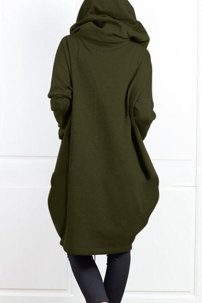 Prendas de abrigo informales con capucha, cuello y cremallera, con bolsillos sólidos (8 colores)