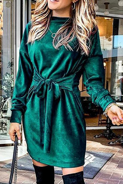 Vestidos elegantes de moda con diseño de tirantes y cuello redondo (4 colores)