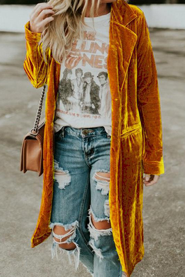 Prendas de abrigo informales de moda con cuello vuelto y botones de patchwork liso (5 colores)