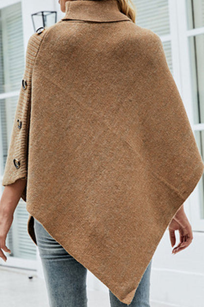 Prenda exterior informal de cuello alto asimétrico con botones y patchwork liso