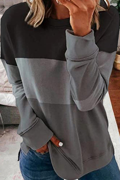 Tops casuales de cuello redondo con contraste de patchwork de colores (5 colores)