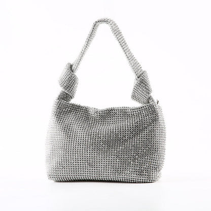 Bolsos de moda con parches de diamantes de imitación sólidos