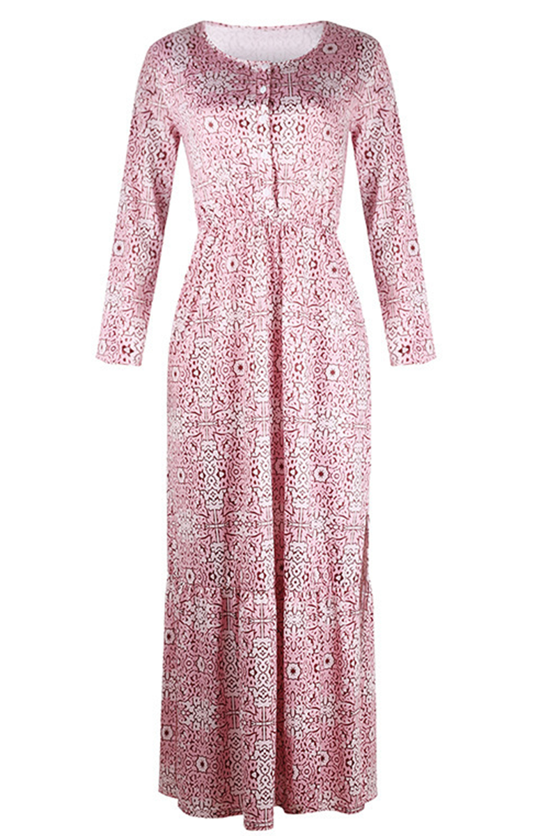 Vestidos rectos con cuello vuelto y estampado casual