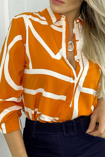 Blusa con cuello vuelto y abertura en la parte delantera con estampado de moda (4 colores)