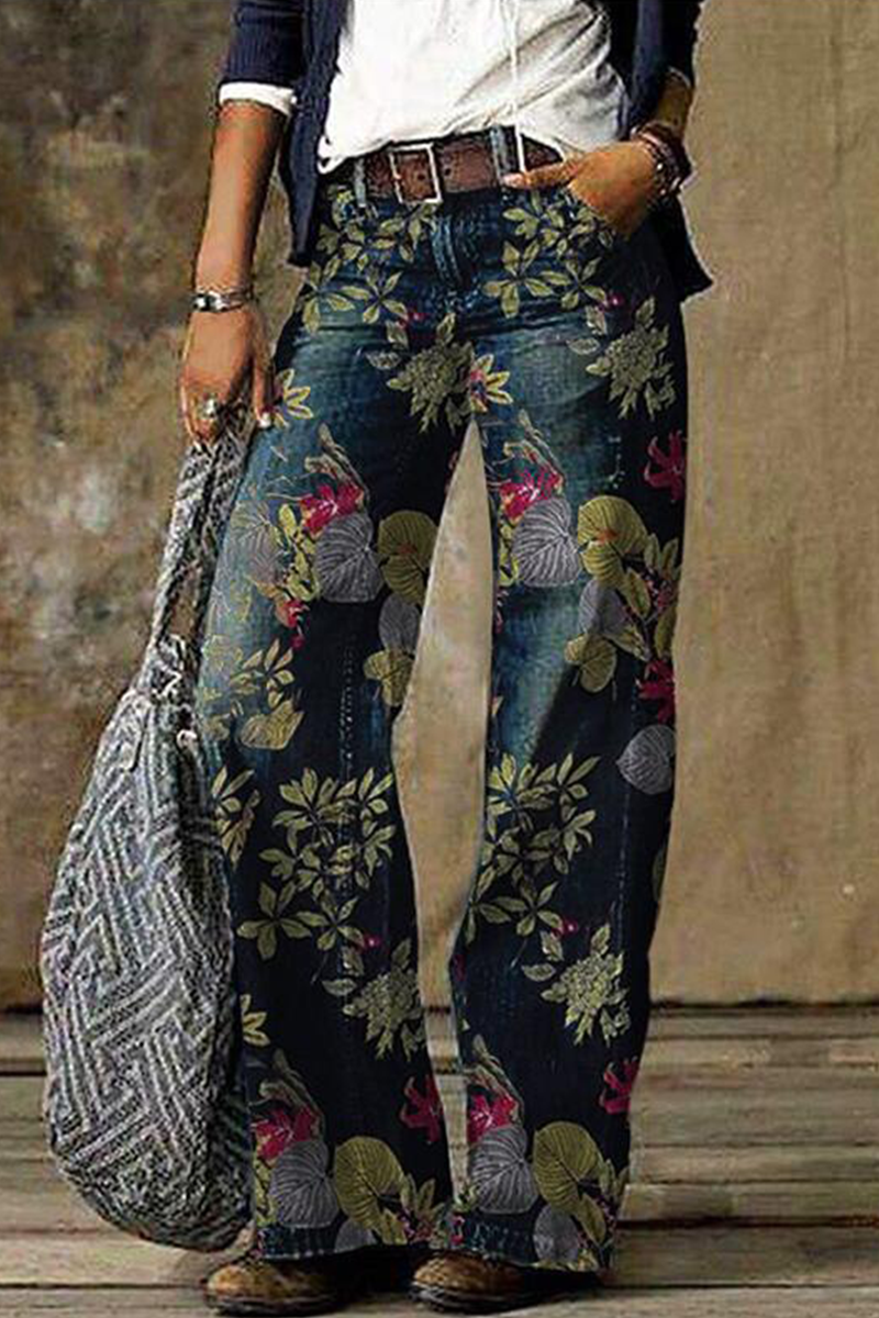 Vaqueros de mezclilla con corte de bota, cintura media y estampado de patchwork informal (5 colores)