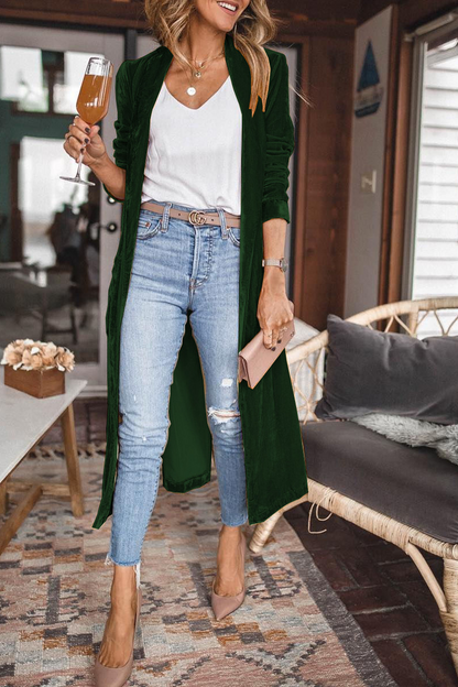 Prenda exterior informal de cuello tipo cárdigan con parches lisos (7 colores)