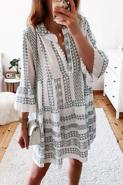 Vestidos casuales con estampado de pastel, escote en V y abertura en la parte superior (4 colores)