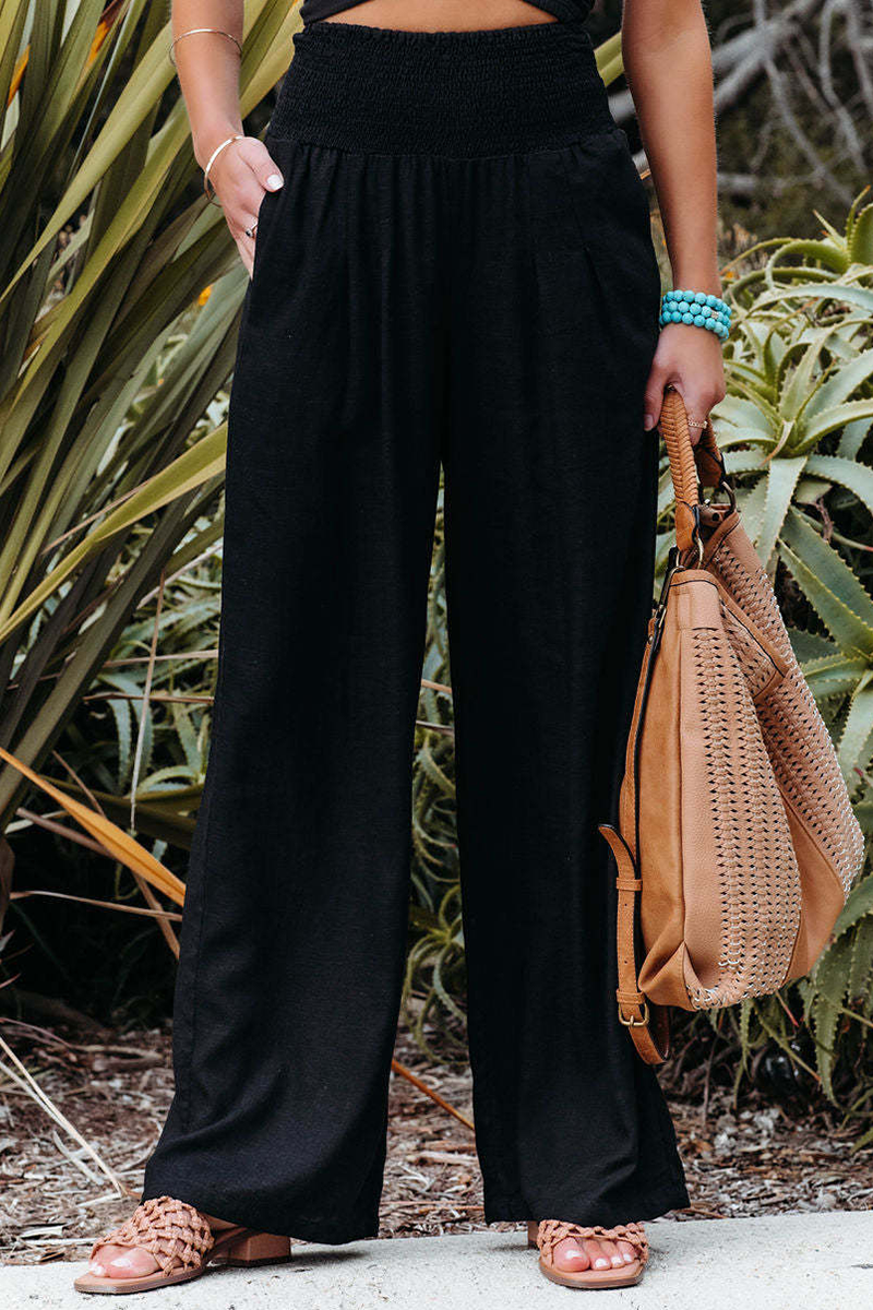 Pantalones casuales de talle alto rectos con parches lisos (6 colores)