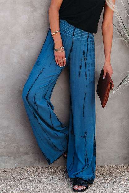 Pantalones casuales con estampado de patchwork, rectos, de cintura alta y pierna ancha con estampado completo