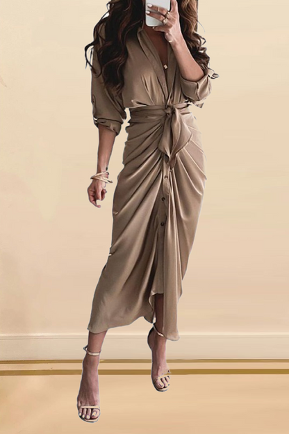 Vestidos casuales con estampado de patchwork, cuello en V y falda (12 colores)