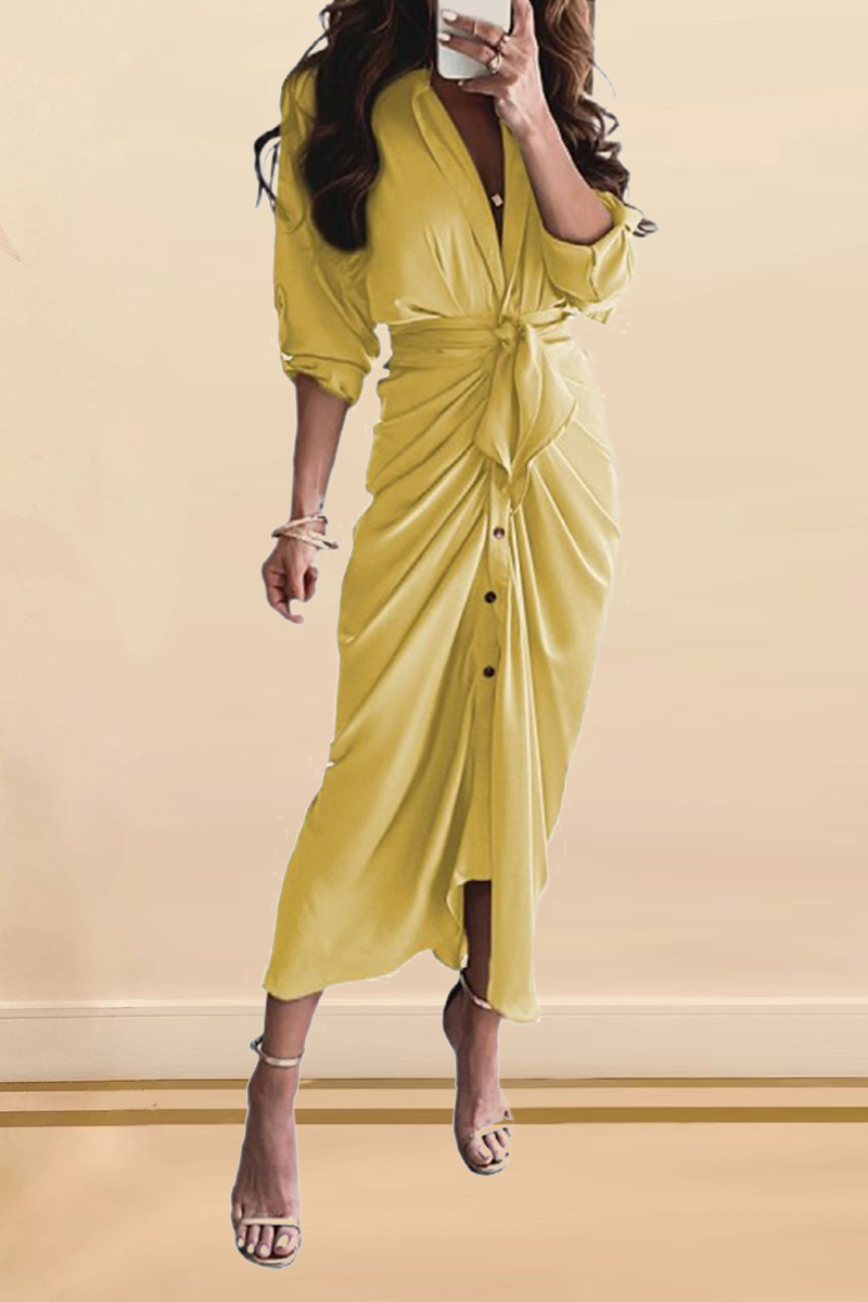 Vestidos casuales con estampado de patchwork, cuello en V y falda (12 colores)