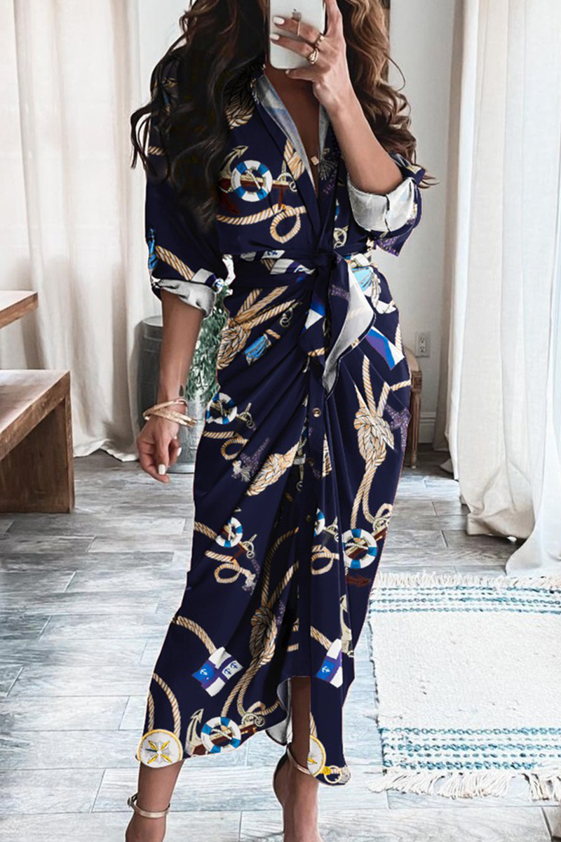 Vestidos casuales con estampado de patchwork, cuello en V y falda (12 colores)