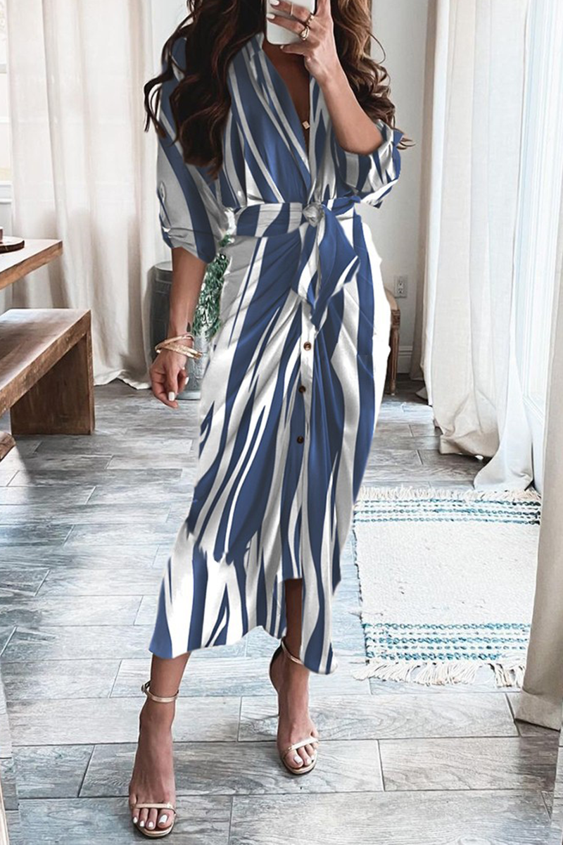 Vestidos casuales con estampado de patchwork, cuello en V y falda (12 colores)