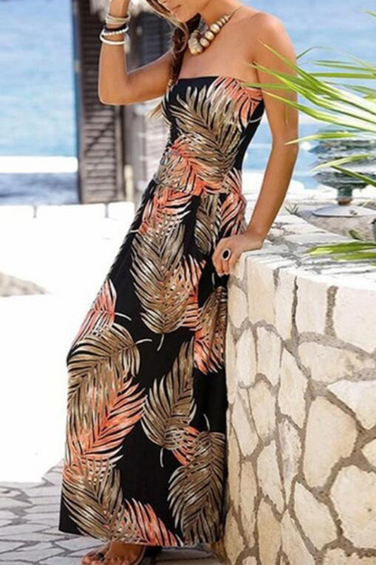 Vestidos de falda con cintura sin tirantes y estampado de moda (3 colores)