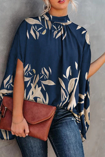 Blusas de cuello alto con patchwork y estampado de moda (5 colores)