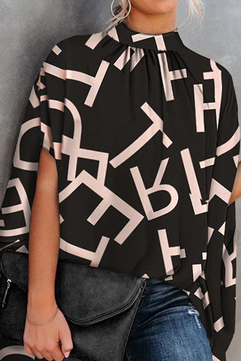 Blusas de cuello alto con patchwork y estampado de moda (5 colores)