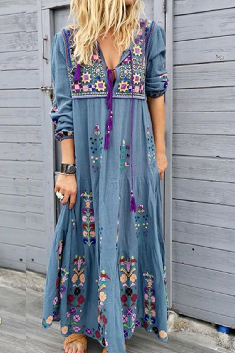 Vestidos rectos con cuello en V y estampado de patchwork (4 colores)