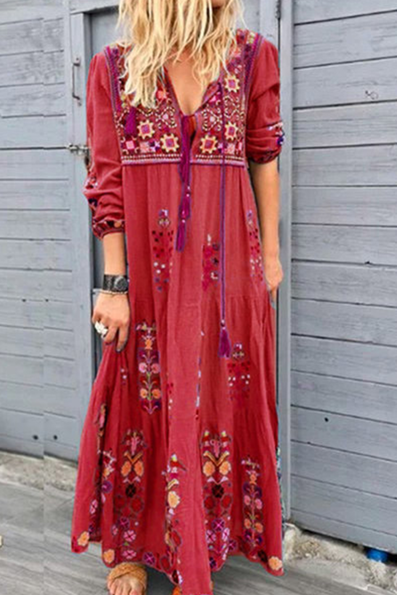 Vestidos rectos con cuello en V y estampado de patchwork (4 colores)