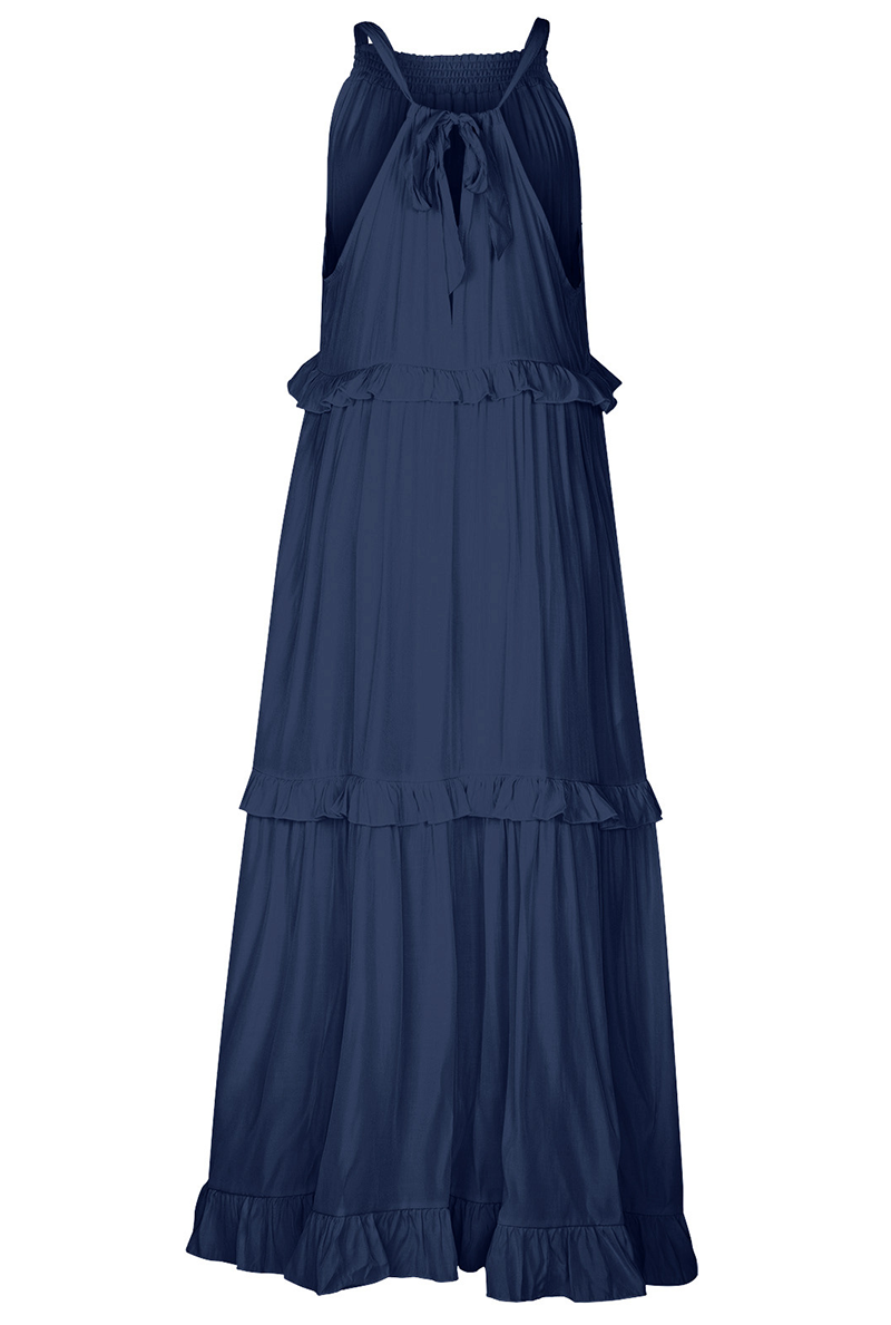 Vestidos de calle con falda pastel, tirantes finos y volantes lisos (3 colores)