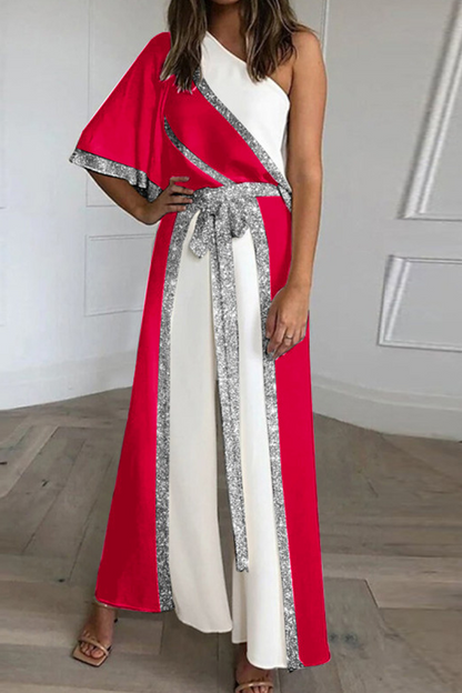 Monos casuales sueltos de un solo hombro (3 colores)