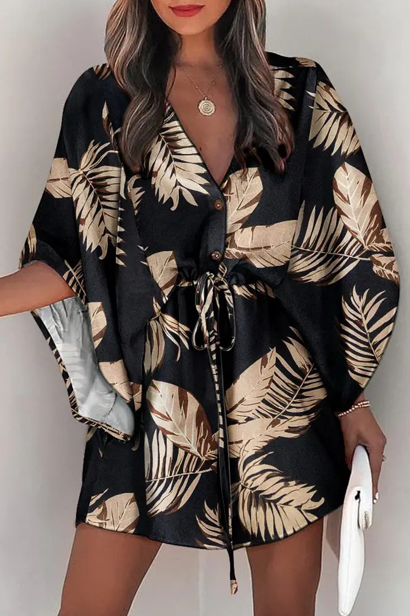 Vestidos rectos con cuello en V y estampado casual (5 colores)