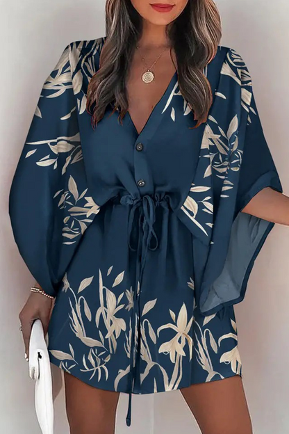 Vestidos rectos con cuello en V y estampado casual (5 colores)